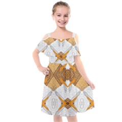 Abstract African Pattern Kids  Cut Out Shoulders Chiffon Dress