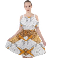 Abstract African Pattern Cut Out Shoulders Chiffon Dress