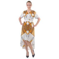 Abstract African Pattern Front Wrap High Low Dress