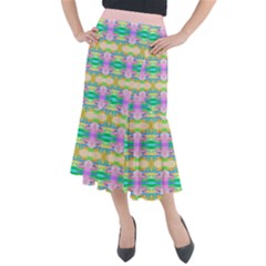 Colorful Neon Pattern  Midi Mermaid Skirt by gloriasanchez