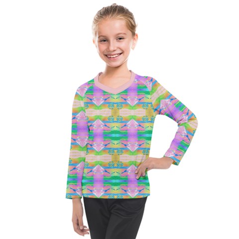 Colorful Neon Pattern  Kids  Long Mesh Tee by gloriasanchez