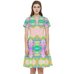 Colorful Neon Pattern  Short Sleeve Waist Detail Dress by gloriasanchez