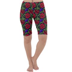 Spanish Passion Floral Pattern Cropped Leggings 