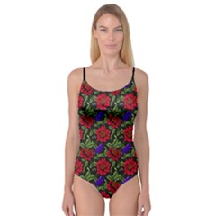 Spanish Passion Floral Pattern Camisole Leotard 