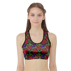 Spanish Passion Floral Pattern Sports Bra with Border