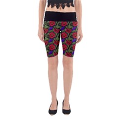 Spanish Passion Floral Pattern Yoga Cropped Leggings