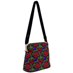 Spanish Passion Floral Pattern Zipper Messenger Bag