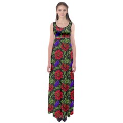 Spanish Passion Floral Pattern Empire Waist Maxi Dress