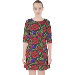 Spanish Passion Floral Pattern Pocket Dress