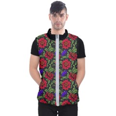 Spanish Passion Floral Pattern Men s Puffer Vest