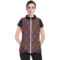 Spanish Passion Floral Pattern Women s Puffer Vest