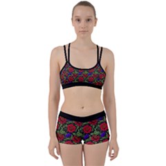 Spanish Passion Floral Pattern Perfect Fit Gym Set