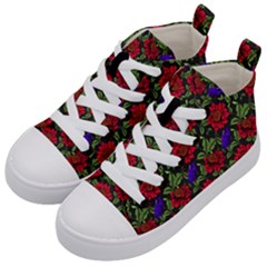 Spanish Passion Floral Pattern Kids  Mid-top Canvas Sneakers by gloriasanchez