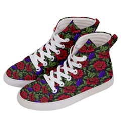 Spanish Passion Floral Pattern Women s Hi-Top Skate Sneakers