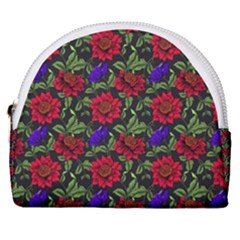 Spanish Passion Floral Pattern Horseshoe Style Canvas Pouch