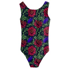 Spanish Passion Floral Pattern Kids  Cut-Out Back One Piece Swimsuit