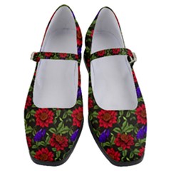 Spanish Passion Floral Pattern Women s Mary Jane Shoes