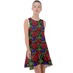 Spanish Passion Floral Pattern Frill Swing Dress