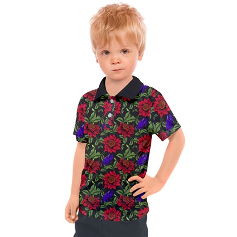 Spanish Passion Floral Pattern Kids  Polo Tee by gloriasanchez