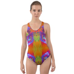 Glitch Futuristic Punk  Cut-out Back One Piece Swimsuit by gloriasanchez