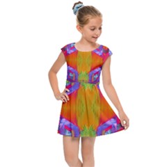 Glitch Futuristic Punk  Kids  Cap Sleeve Dress by gloriasanchez