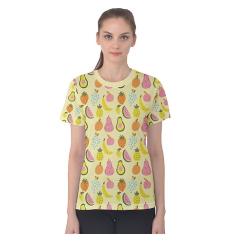 Tropical Fruits Pattern  Women s Cotton Tee by gloriasanchez