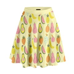 Tropical Fruits Pattern  High Waist Skirt by gloriasanchez