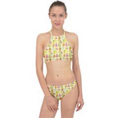 Tropical Fruits Pattern  Racer Front Bikini Set by gloriasanchez