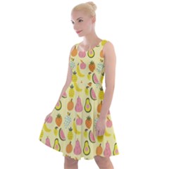 Tropical Fruits Pattern  Knee Length Skater Dress