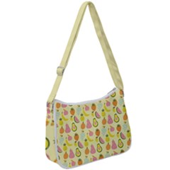 Tropical Fruits Pattern  Zip Up Shoulder Bag by gloriasanchez