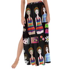 Drawing Collage Black Maxi Chiffon Tie-up Sarong by snowwhitegirl