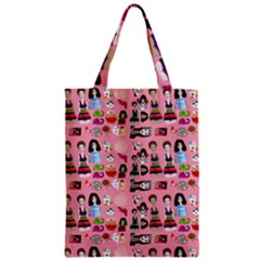 Drawing Collage Pink Zipper Classic Tote Bag