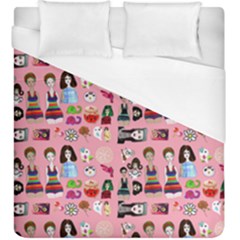 Drawing Collage Pink Duvet Cover (king Size)