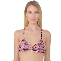 Drawing Collage Pink Reversible Tri Bikini Top