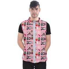 Drawing Collage Pink Men s Puffer Vest