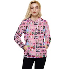 Drawing Collage Pink Women s Lightweight Drawstring Hoodie