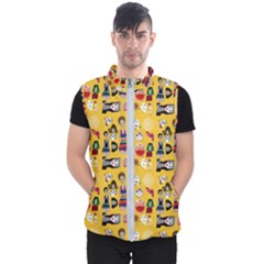 Drawing Collage Yellow Men s Puffer Vest