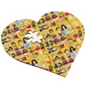 Drawing Collage Yellow Wooden Puzzle Heart View3