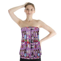 Drawing Collage Purple Strapless Top