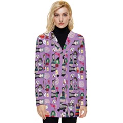 Drawing Collage Purple Button Up Hooded Coat  by snowwhitegirl