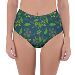 Folk Floral Art Pattern  Flowers Abstract Surface Design  Seamless Pattern Reversible High-waist Bikini Bottoms by Eskimos