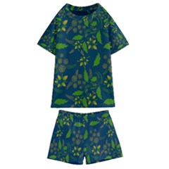 Folk Floral Art Pattern  Flowers Abstract Surface Design  Seamless Pattern Kids  Swim Tee And Shorts Set by Eskimos