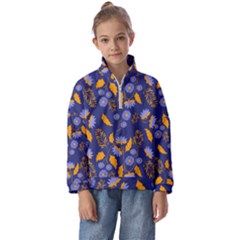 Folk Floral Art Pattern  Flowers Abstract Surface Design  Seamless Pattern Kids  Half Zip Hoodie by Eskimos