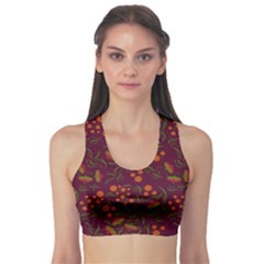 Folk Floral Art Pattern  Flowers Abstract Surface Design  Seamless Pattern Sports Bra by Eskimos