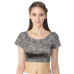 Modern Floral Collage Pattern Design Short Sleeve Crop Top by dflcprintsclothing