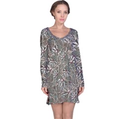 Modern Floral Collage Pattern Design Long Sleeve Nightdress