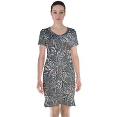 Modern Floral Collage Pattern Design Short Sleeve Nightdress