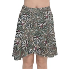 Modern Floral Collage Pattern Design Chiffon Wrap Front Skirt