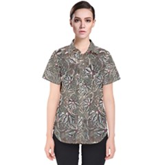 Modern Floral Collage Pattern Design Women s Short Sleeve Shirt