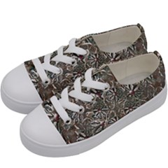 Modern Floral Collage Pattern Design Kids  Low Top Canvas Sneakers by dflcprintsclothing